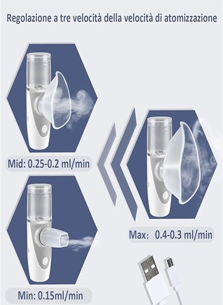 Portable nebulizer, USB rechargeable ultrasonic nebulizer, nebulizer for adults and children, silent nebulizer with adjustable nebulization speed