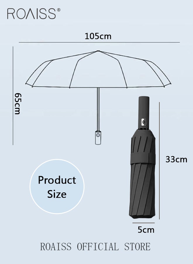 Unisex Full Automatic Umbrella Rain and Shine Dual Use Large Reinforced Thickened Portable Arc Umbrella for UV Protection Strong Rain Resistant and Windproof Parasol