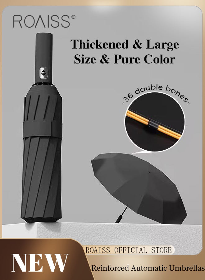 Unisex Full Automatic Umbrella Rain and Shine Dual Use Large Reinforced Thickened Portable Arc Umbrella for UV Protection Strong Rain Resistant and Windproof Parasol