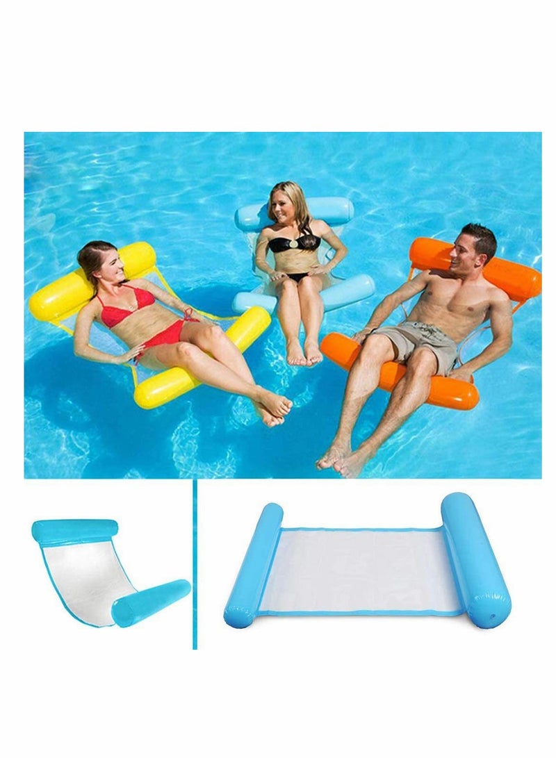 Inflatable Water Hammock, Water Hammock Pool Lounger, 4-in-1 Multi-Purpose Floating Bed Lounge Chair Drifter Saddle Swimming Pool Beach Float Portable Pool Float for Adults Kids, blue