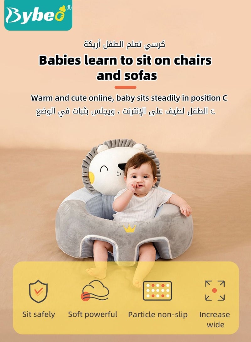 Baby Sitting Support Seat Sofa, Infant Learning Chair Head Protect - Breathable Crystal Fabric, Feather Cotton Filling, Perfect Toddler Gift to Learn to Sit