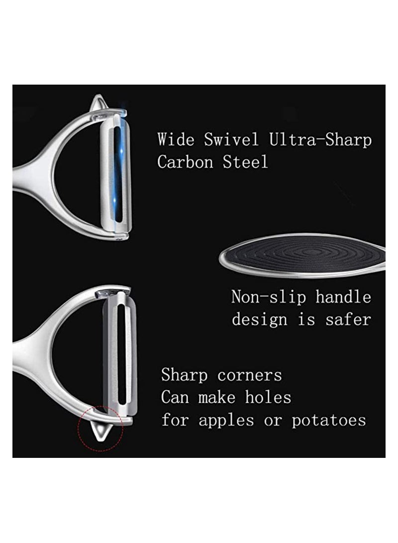 Fruit Peeler for Kitchen Premium Stainless Steel Y Shape Swivel Peelers for Veggie, Potatoes, Carrot, Fruit, with Ergonomic Non-Slip Handle, Good Grip & Durable Premium