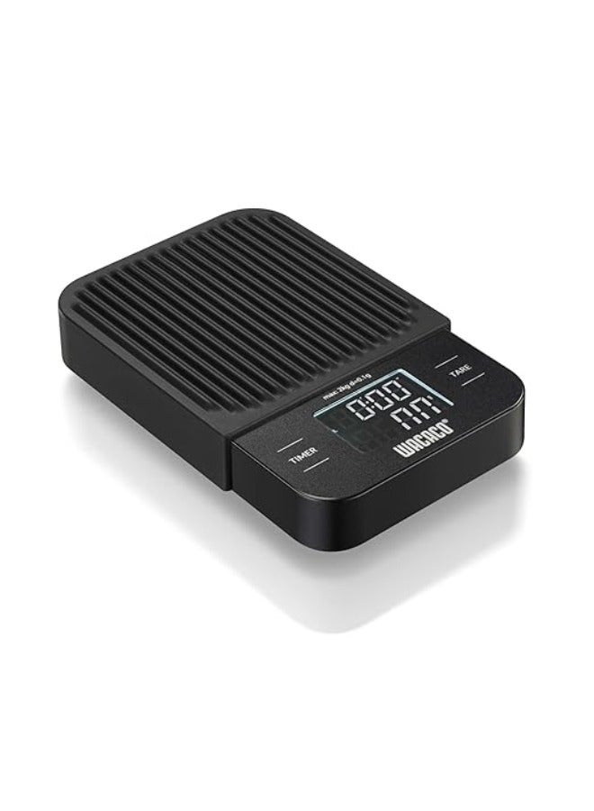 Exagram Coffee Scale with Timer, Pocket Digital Kitchen Weighing Scale, Portable & Lightweight with Protective Silicone Pad, 0.1 g/0.0035 oz Accuracy, (Batteries Not Included)