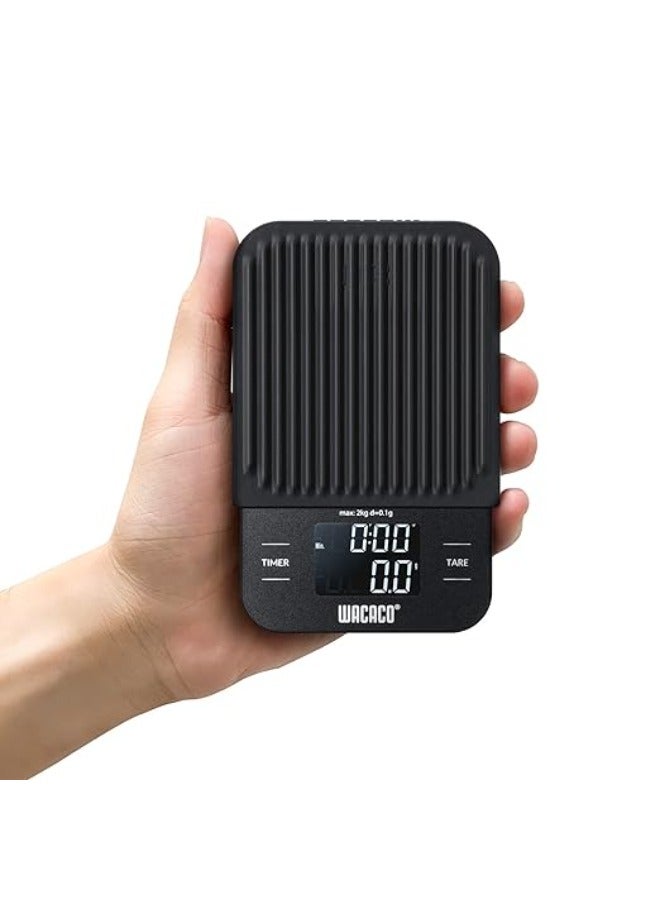 Exagram Coffee Scale with Timer, Pocket Digital Kitchen Weighing Scale, Portable & Lightweight with Protective Silicone Pad, 0.1 g/0.0035 oz Accuracy, (Batteries Not Included)