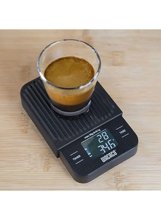 Exagram Coffee Scale with Timer, Pocket Digital Kitchen Weighing Scale, Portable & Lightweight with Protective Silicone Pad, 0.1 g/0.0035 oz Accuracy, (Batteries Not Included)