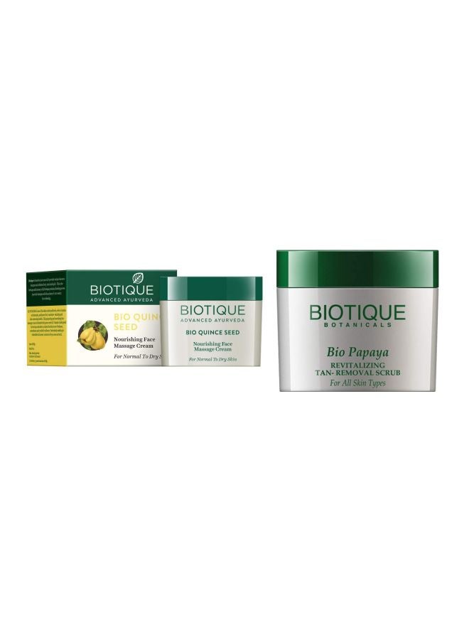 Pack Of 2 Bio Quince Seed Massage Cream And Bio Papaya Scrub Set