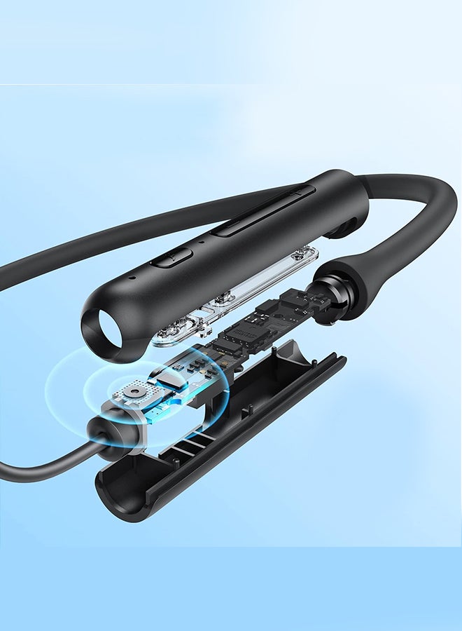 Life U2i Wireless Neckband Headphones USB-C Fast Charging Foldable & Lightweight Build Waterproof Headphones Black