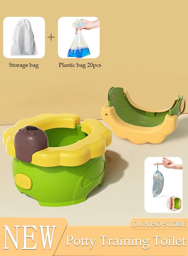 Folding Potty Training Toilet for Kids, Folding Car potty with Storage Bags, Travel Potty Chair for Kids, Portable Toilet for Camping Outdoor and Indoor