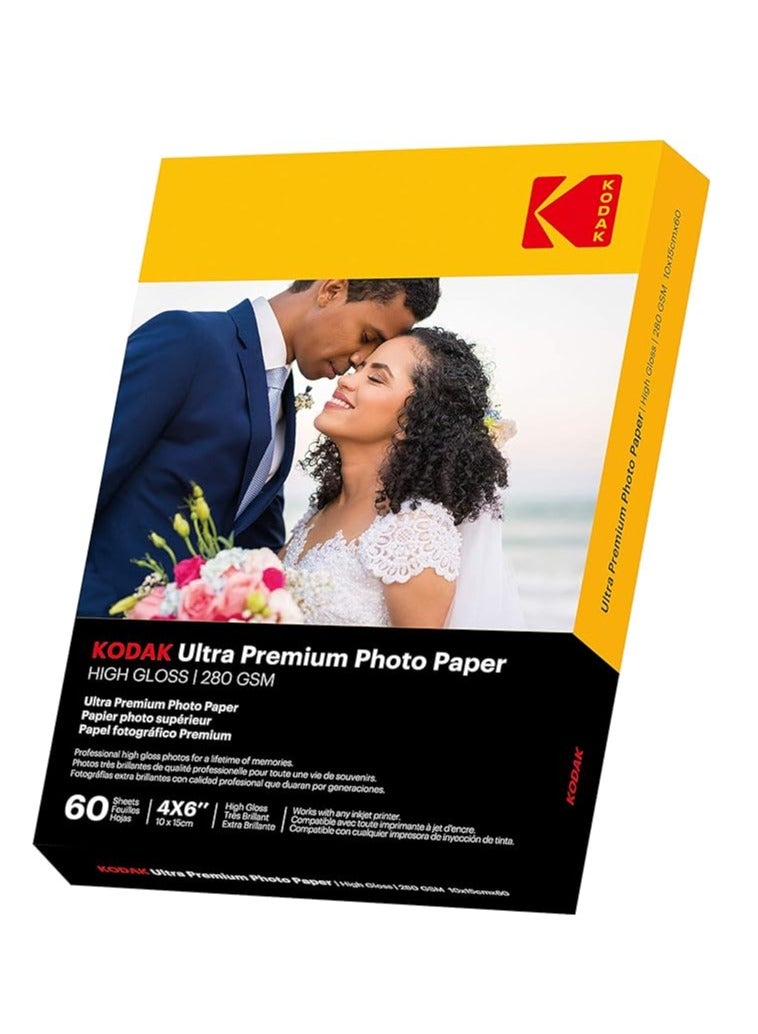 Ultra Premium High Gloss Photo Paper 280Gsm 4R - 4 X 15.24 cm 60 Sheets