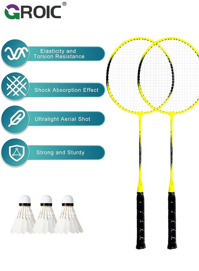 2 Pieces Badminton Set,Outdoor sports set,Badminton Set Including 1 Badminton Bag,2 Rackets,3 Badminton Balls,Outdoor Sports Equipment