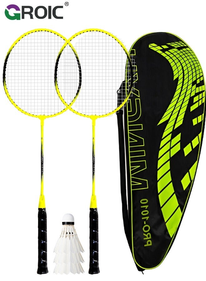 2 Pieces Badminton Set,Outdoor sports set,Badminton Set Including 1 Badminton Bag,2 Rackets,3 Badminton Balls,Outdoor Sports Equipment