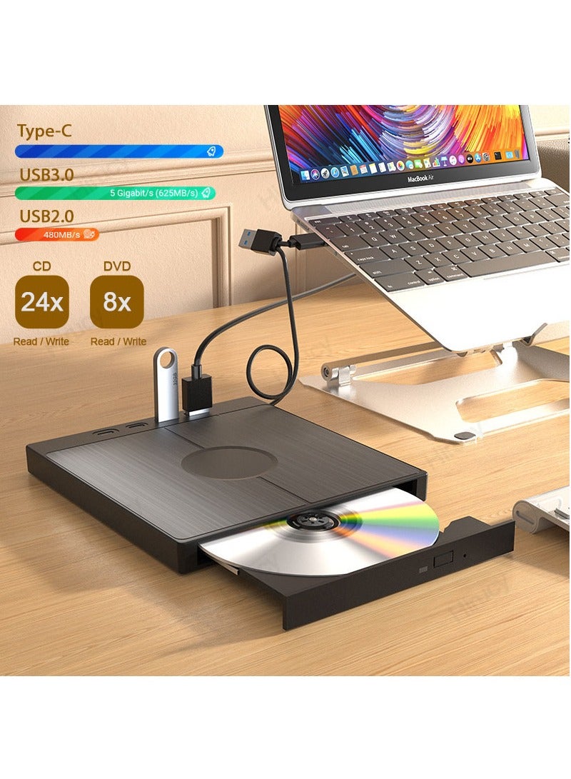 7-in-1 USB 3.0 Type C External CD DVD RW Optical Drive DVD Player Burner Reader Multi-Function Drive For Windows Mac PC Laptop