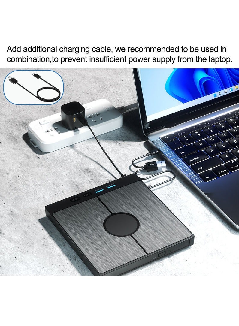 7-in-1 USB 3.0 Type C External CD DVD RW Optical Drive DVD Player Burner Reader Multi-Function Drive For Windows Mac PC Laptop