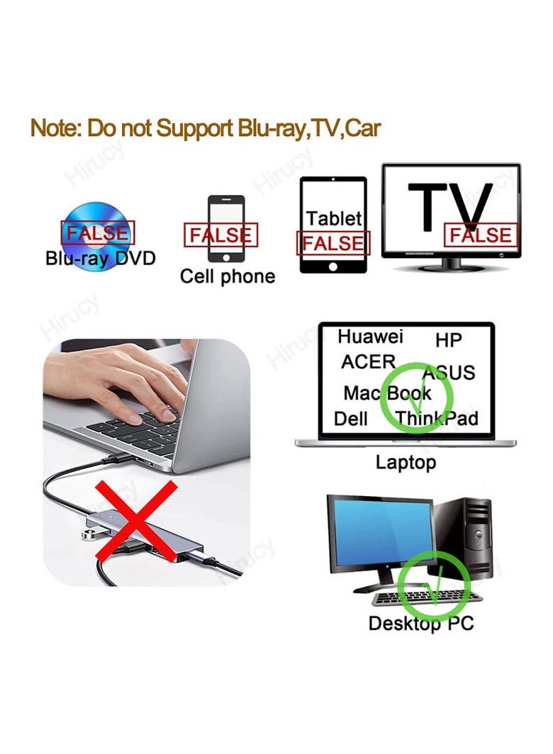 7-in-1 USB 3.0 Type C External CD DVD RW Optical Drive DVD Player Burner Reader Multi-Function Drive For Windows Mac PC Laptop