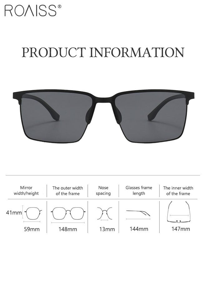 Men's Polarized Rectangular Sunglasses, UV400 Protection Sun Glasses, Fashion Anti-glare Sun Shades, Suitable for Men Driving, Fishing, Traveling, 59mm