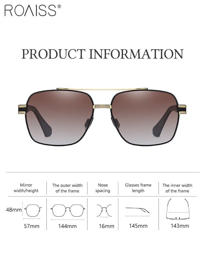 Aviator Polarized Sunglasses for Men, UV400 Protection Sun Glasses with Metal Frame, Fashion Anti-Glare Sun Shades for Male Driving, Fishing, Traveling, Black Gold, 57mm