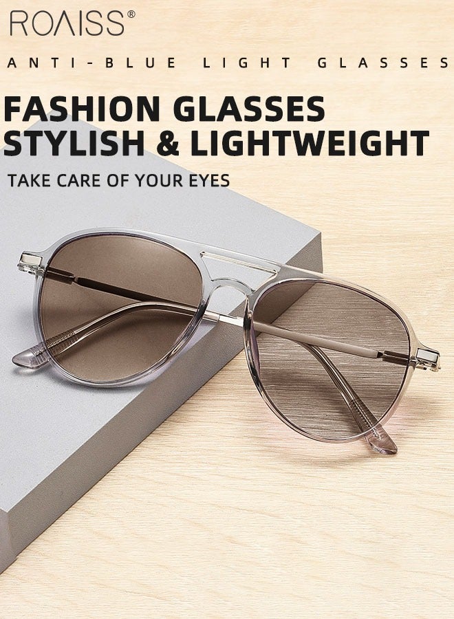 Blue Light Blocking Glasses Anti UV and Glare Blue Light Filter Computer Glasses Aviator Color Changing Eyewear for Men Women Transparent Gray 52mm