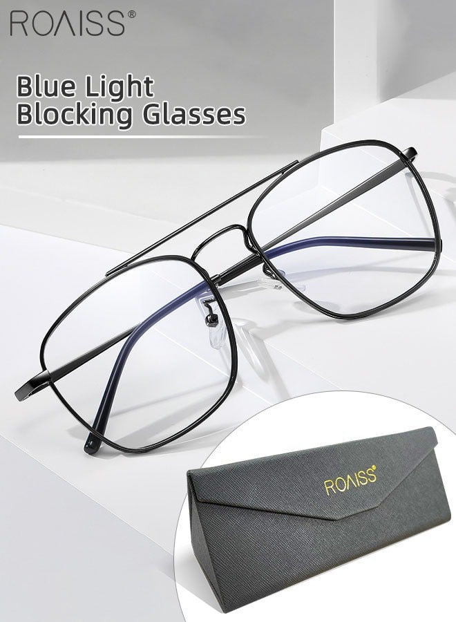 Blue Light Blocking Glasses Blue Light Filter Computer Reading Gaming TV Phones Square Eyeglasses Fashion Anti Eyestrain Headache Eyewear for Men Women Black 54mm