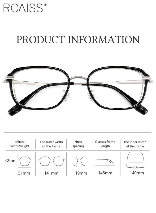 Blue Light Blocking Glasses Anti Blue Light Computer Reading Gaming TV Phones Rectangular Eyeglasses Fashion Anti Eyestrain Headache Eyewear for Men Women Black Silver 51mm