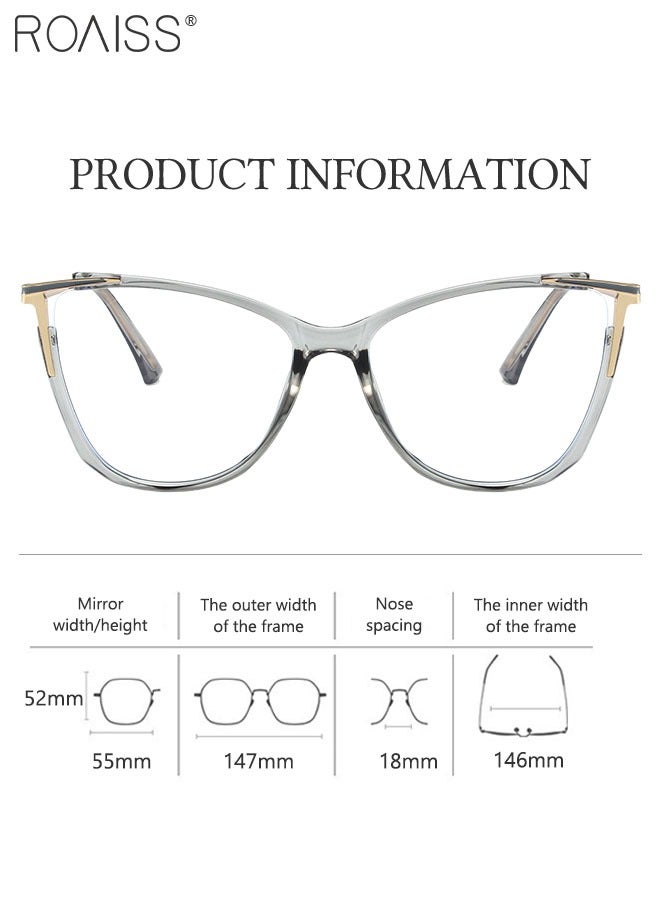 Women's Blue Light Blocking Glasses Anti UV and Glare Blue Light Filter Computer Glasses Cat Eye Color Changing Anti Eyestrain Headache Eyewear Transparent Gray 55mm