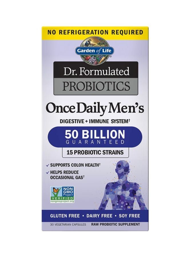 Dr. Formulated Once Daily Raw Probiotic Supplement - 30 Vegetarian Capsules