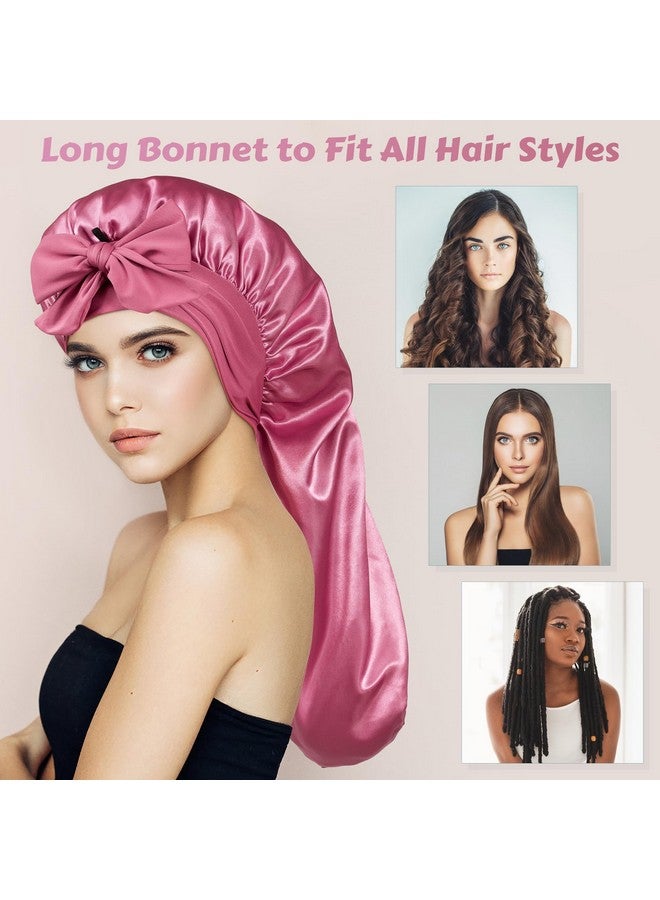 Long Bonnet Satin Bonnet Silk Bonnet For Sleeping Women Bonnet With Tie Band Sleep Cap Silk Hair Bonnet For Braids Curly Hair