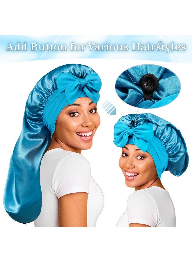 Long Bonnet Satin Bonnet Silk Bonnet For Sleeping Women Bonnet With Tie Band Sleep Cap Silk Hair Bonnet For Braids Curly Hair