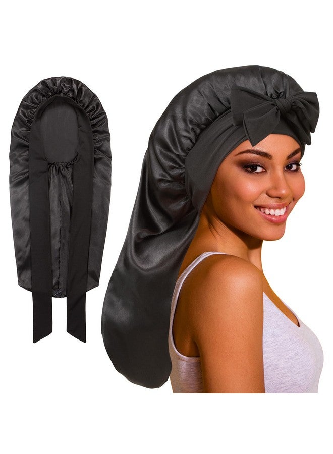 Long Bonnet Satin Bonnet Silk Bonnet For Sleeping Women Bonnet With Tie Band Sleep Cap Silk Hair Bonnet For Braids Curly Hair