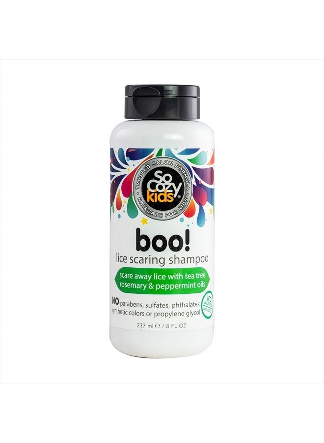 SoCozy Boo! Lice Scaring Shampoo For Kids Hair Scare Away Lice with Tea Tree, Rosemary and Peppermint Oils No Parabens, Sulfates, Synthetic Colors or Dyes, Natural, Zero fragrance, 8 Fl Oz