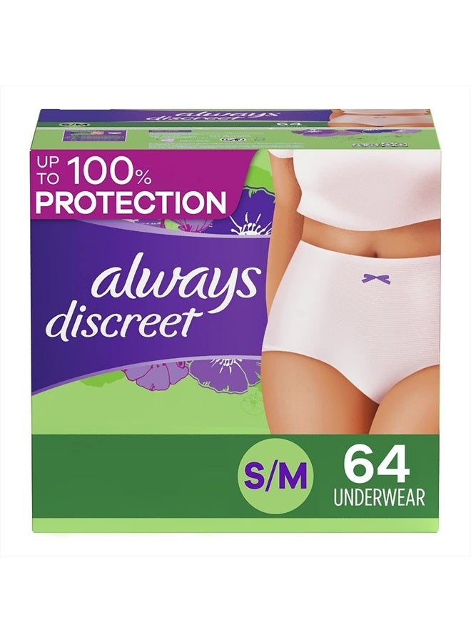 Adult Incontinence & Postpartum Underwear For Women, Size Small/Medium, Maximum Absorbency, Disposable, 32 Count x 2 Packs (64 Count total) (Packaging May Vary)