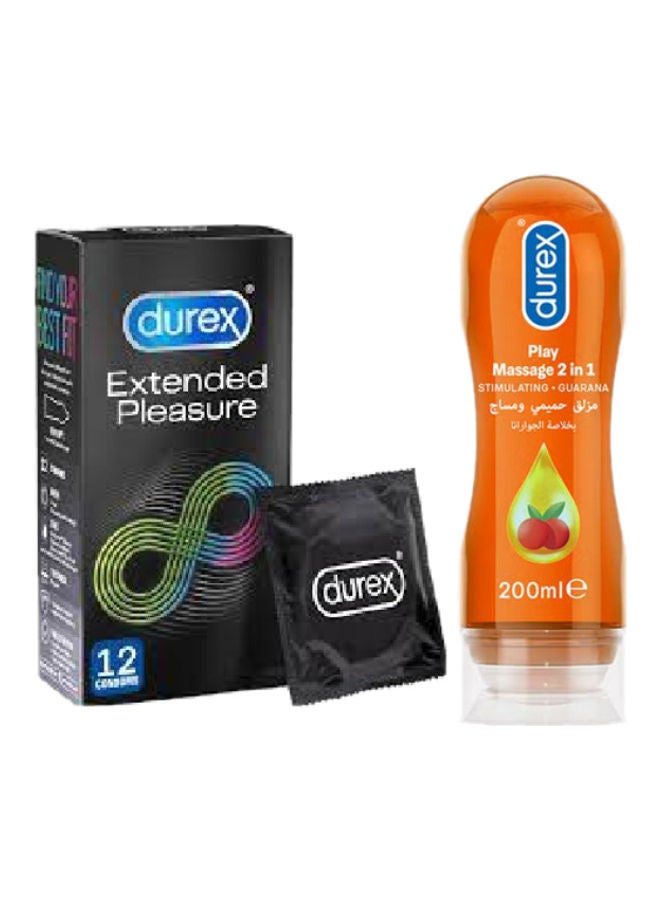 Extended Pleasure Condoms 12 and Durex 2 in1 Lube arousing Guarana gel 200ml