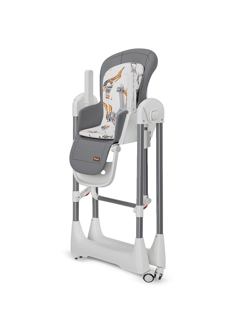 5-In-1 Swing With High Chair With Lockable Wheels - Grey