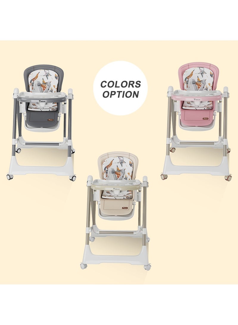 5-In-1 Swing With High Chair With Lockable Wheels - Grey