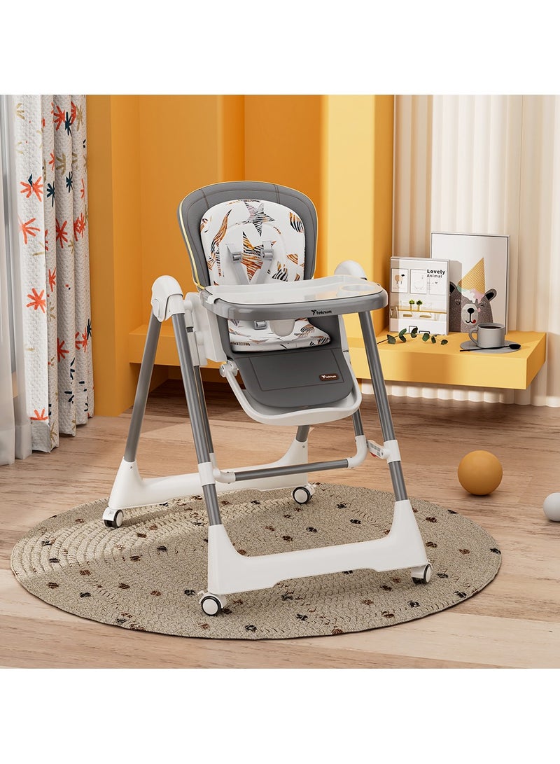 5-In-1 Swing With High Chair With Lockable Wheels - Grey