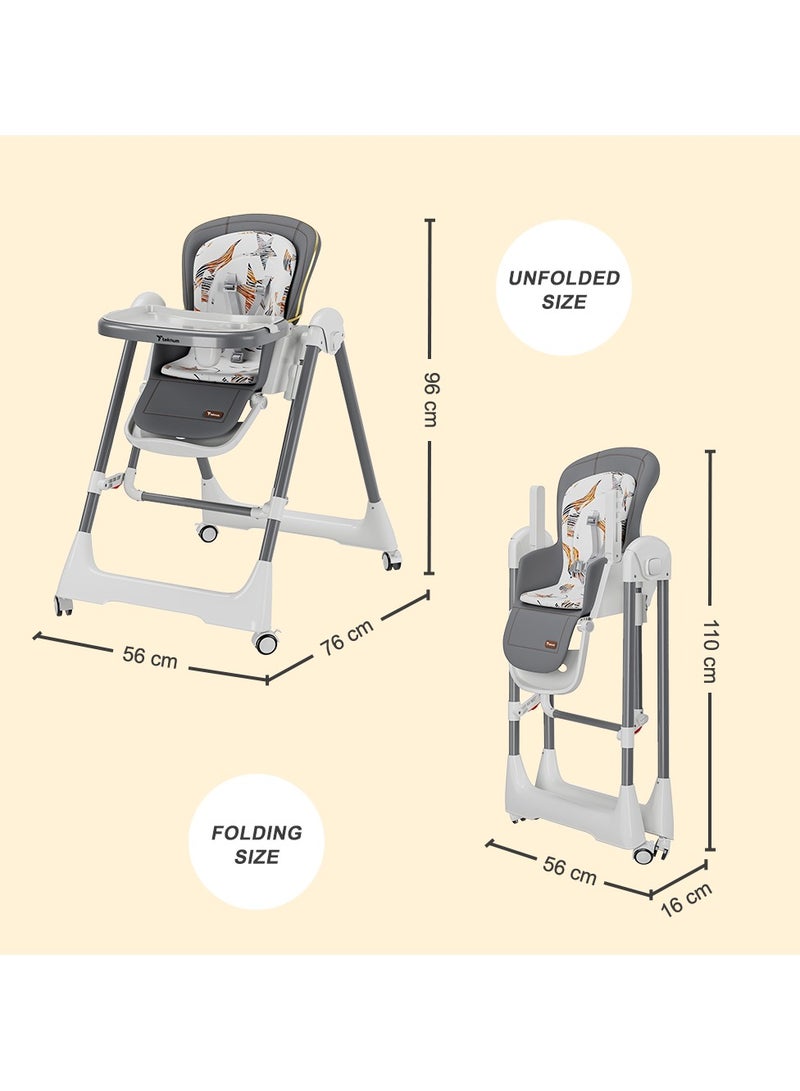 5-In-1 Swing With High Chair With Lockable Wheels - Grey