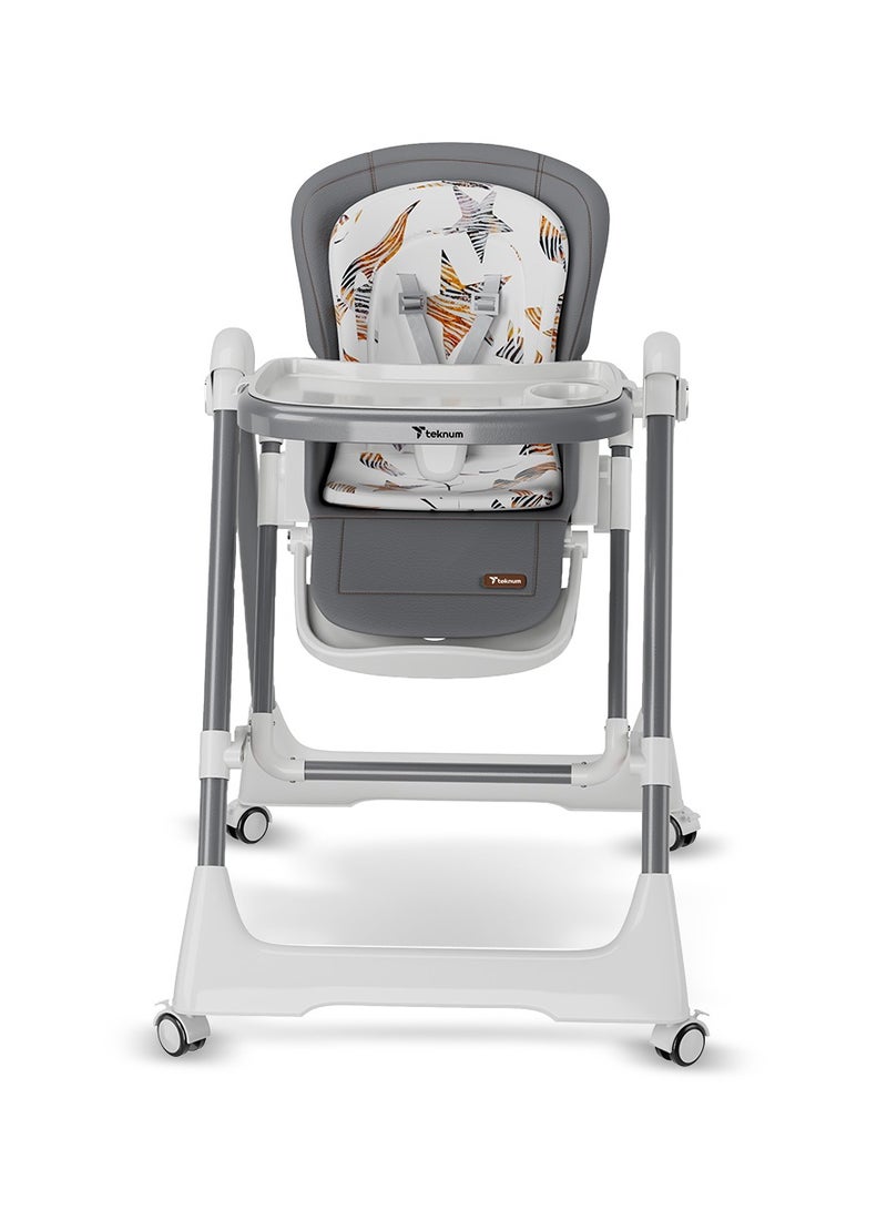 5-In-1 Swing With High Chair With Lockable Wheels - Grey