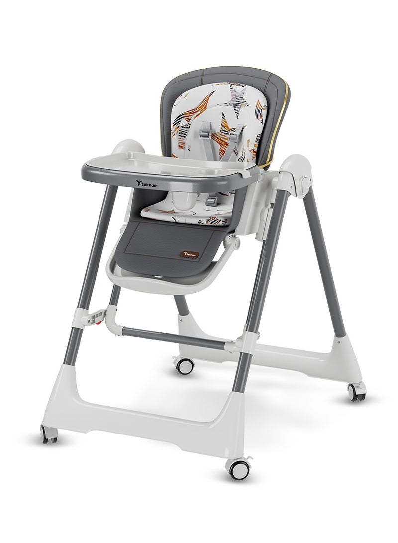 5-In-1 Swing With High Chair With Lockable Wheels - Grey