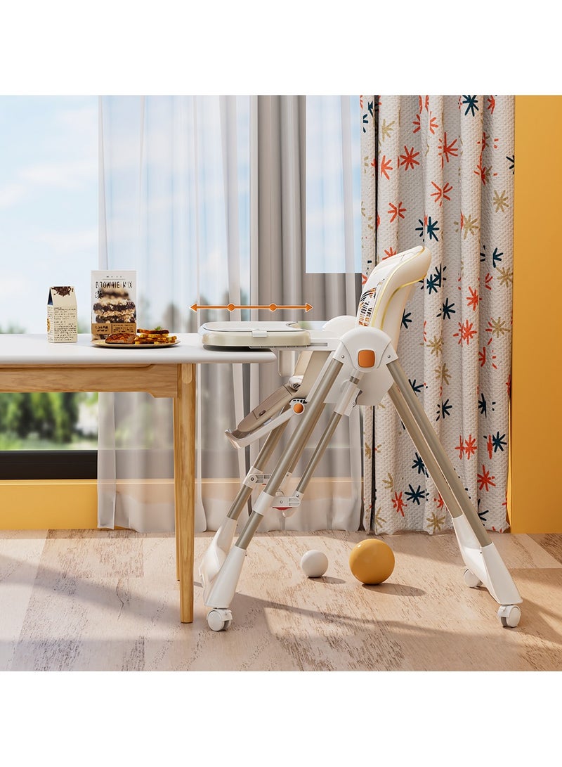 5-In-1 Swing With High Chair With Lockable Wheels - Ivory