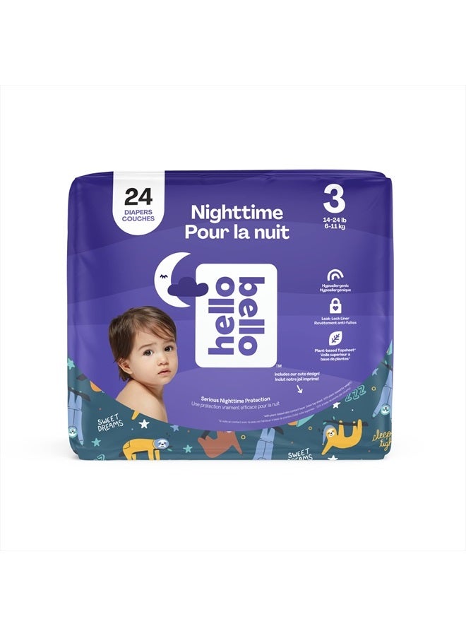 Premium Overnight Baby Diapers Size 3, 24 Count, Unisex, Ultra Absorbent and Soft, Eco-Friendly Disposable Diapers for Babies and Toddlers