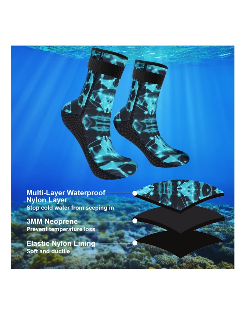 3mm Neoprene Socks, Resilient Wetsuit Socks,Thickened Non-Slip Diving Socks Boots, Suitable for Water Sports, Swimming, Kayaking, Surfing (L)