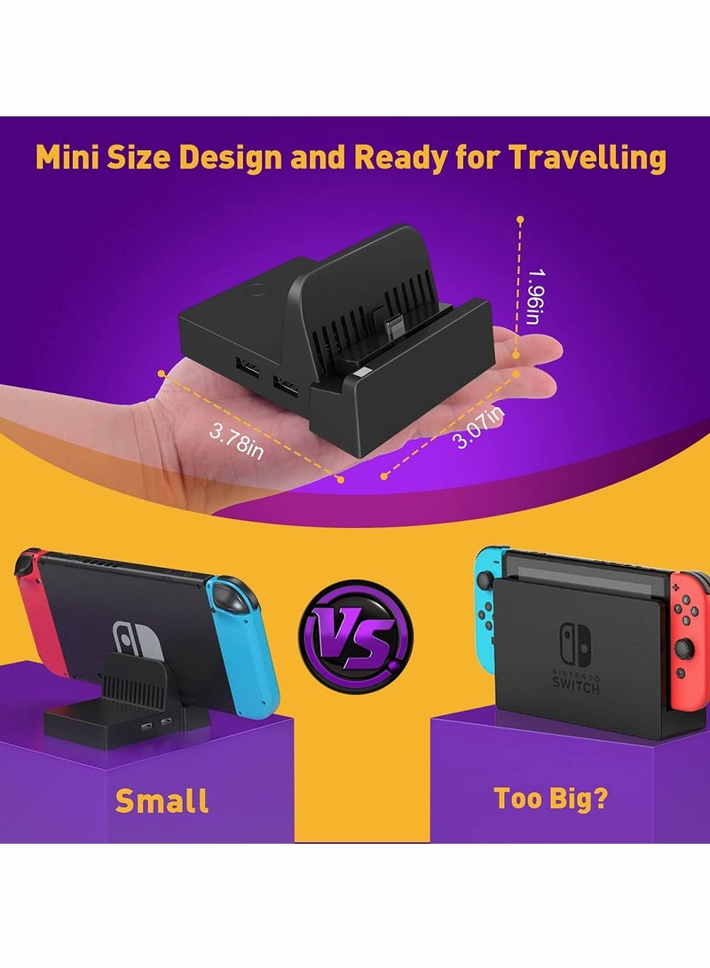 KASTWAVE for Nintendo Switch Dock, Pocket Charging Dock 4K HDMI TV Adapter for Switch Docking Station Charger Dock Set Good Replacement for Official Replacement Charging Dock( Upgraded System)