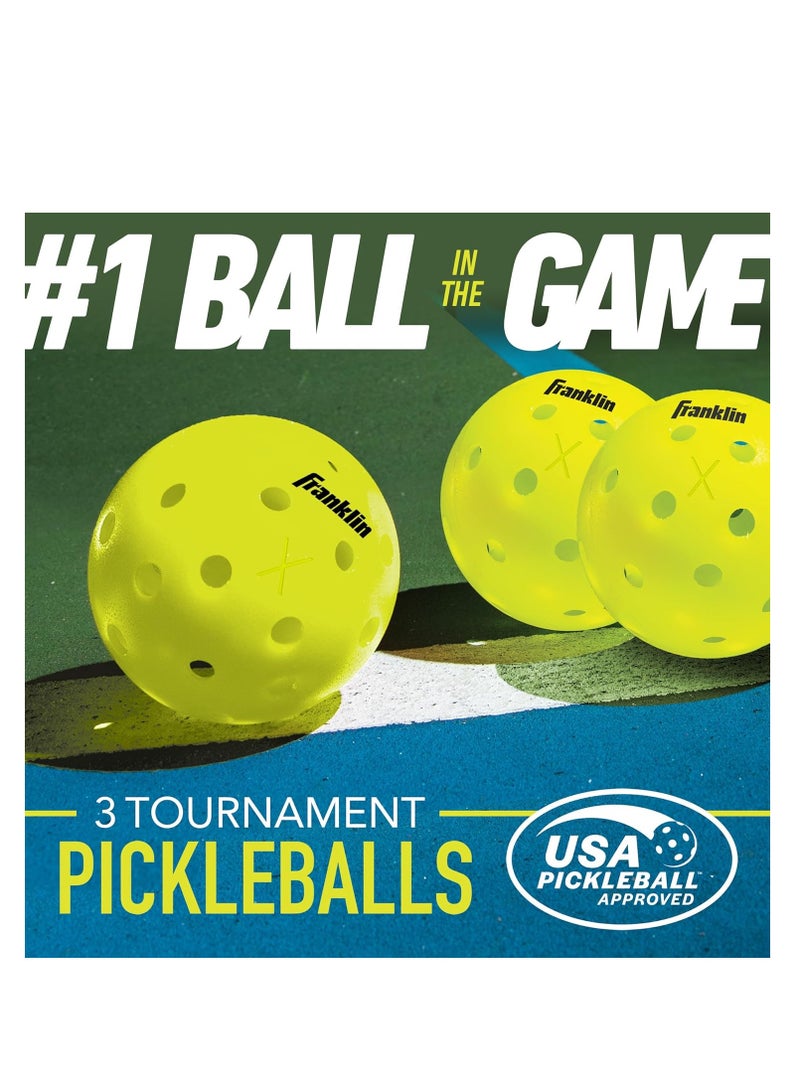 Franklin Sports Outdoor Pickleballs - X-40 Pickleball Balls - USA Pickleball (USAPA) Approved - Official US Open Ball - 3 Pack