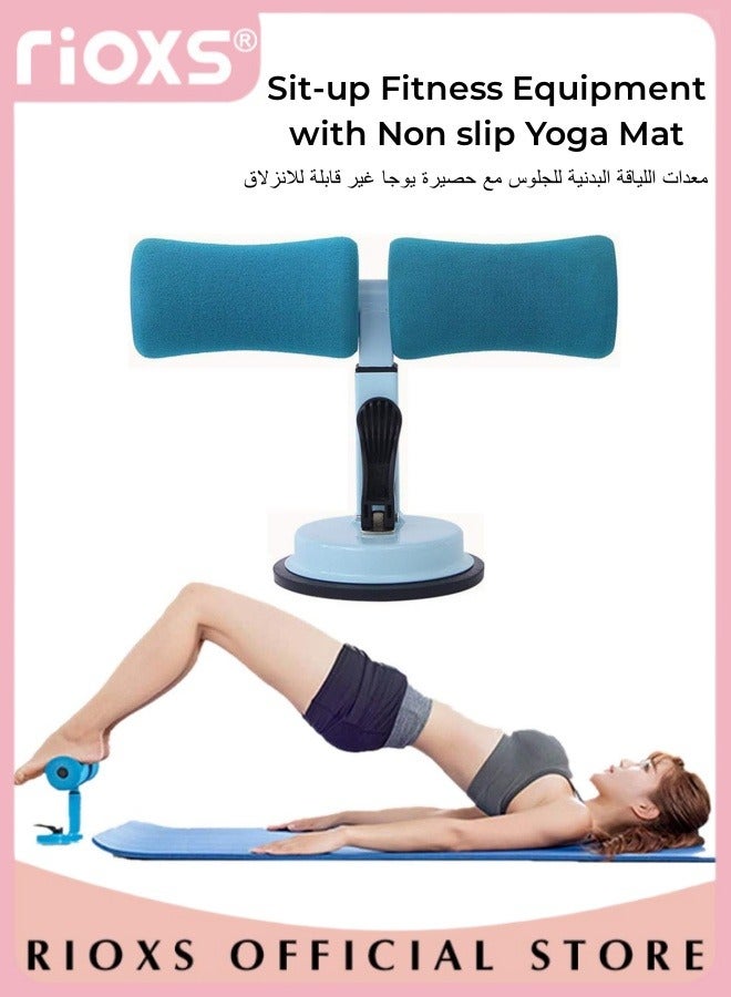 Sit-up Bar With Yoga Mat,Adjustable Push-up Bar With Non-slip Mat For Yoga Pilates Fitness,Portable Sit-up Equipment,Multifunction Abdominal Exercise,Floor Mounted Sit Up Device