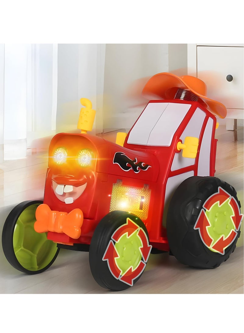 Crazy Jumping Car Toy,  Fast Stunt RC Cars, with Lights & Music, Wireless Remote Dancing Stunt Car, Double Sided Driving Trucks, RC Crawler Toy Cars for Kids Gift for Kids (Red)