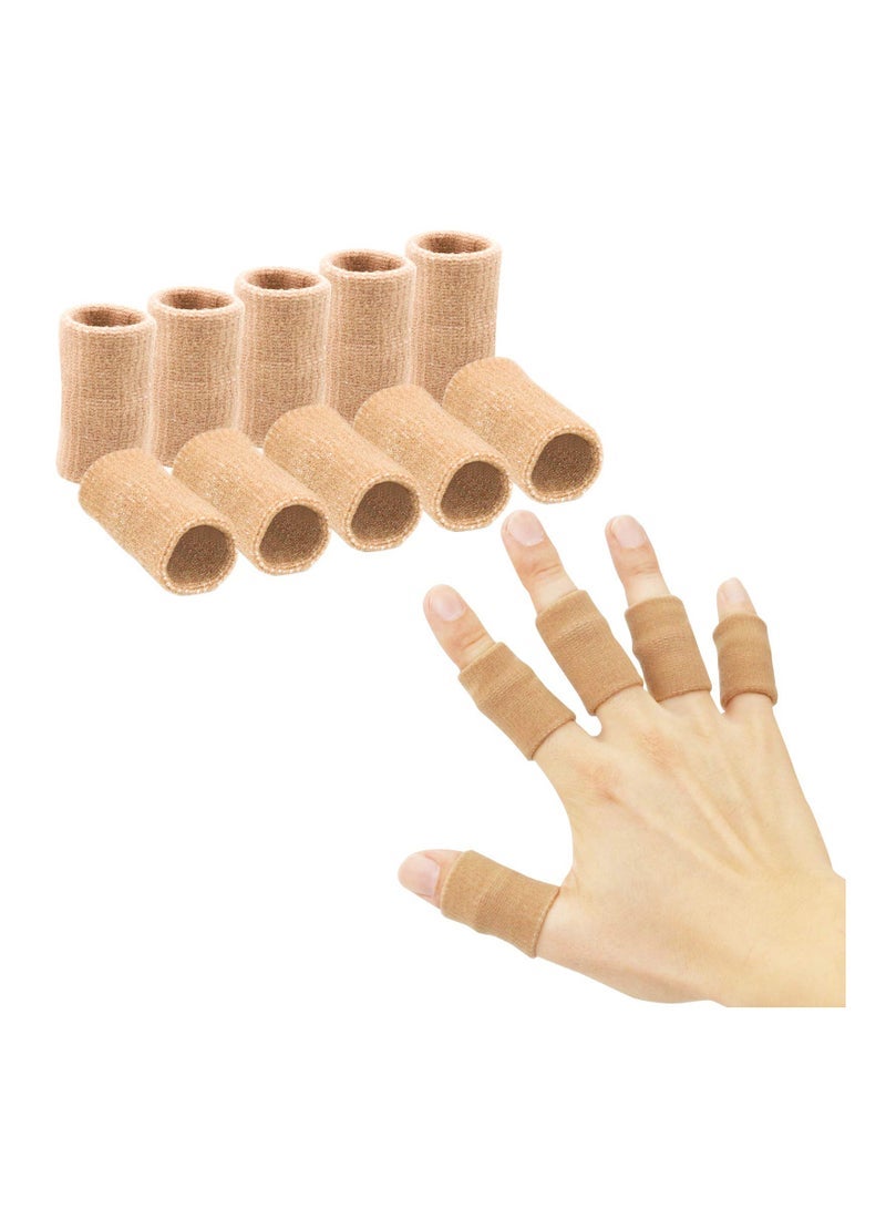 Sleeves 10PCS Thumb Splint Brace for Triggger Finger Support Breathable Elastic Finger Tape Compression Pression Protector for Reliving Pain Compression Aid for Sports Beige