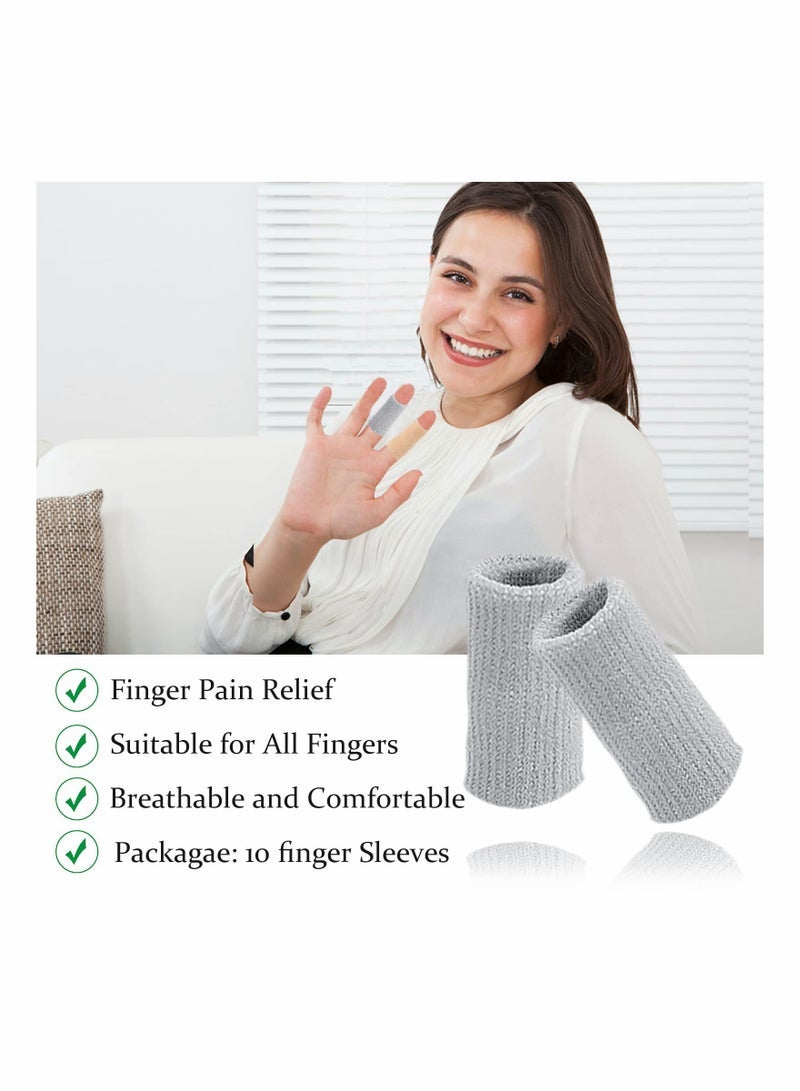 Sleeves  10PCS Thumb Splint Brace for Triggger Finger Support Breathable Elastic Finger Tape Compression Pression Protector for Reliving Pain Compression Aid for Sports Gray