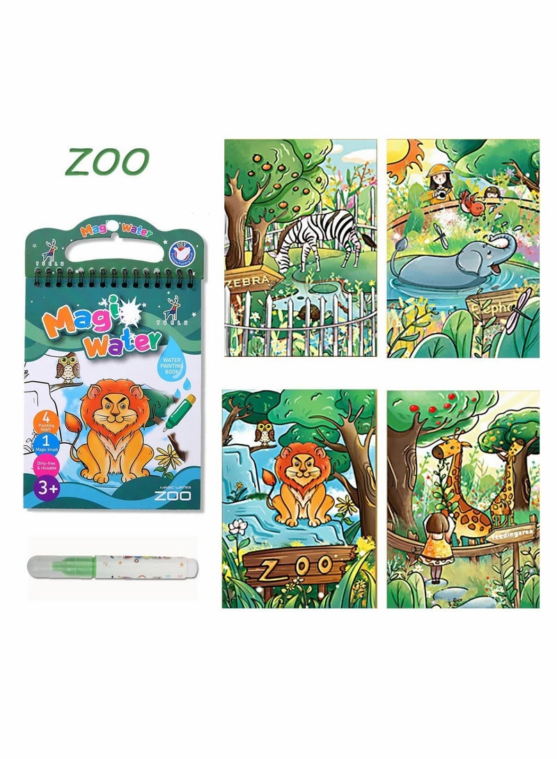 Pack Water Coloring Books for Toddler Reusable Magic Paint with Water Coloring for Kids Educational Learning Toddlers Travel Toys with Pens Best Birthday Gifts for Kids