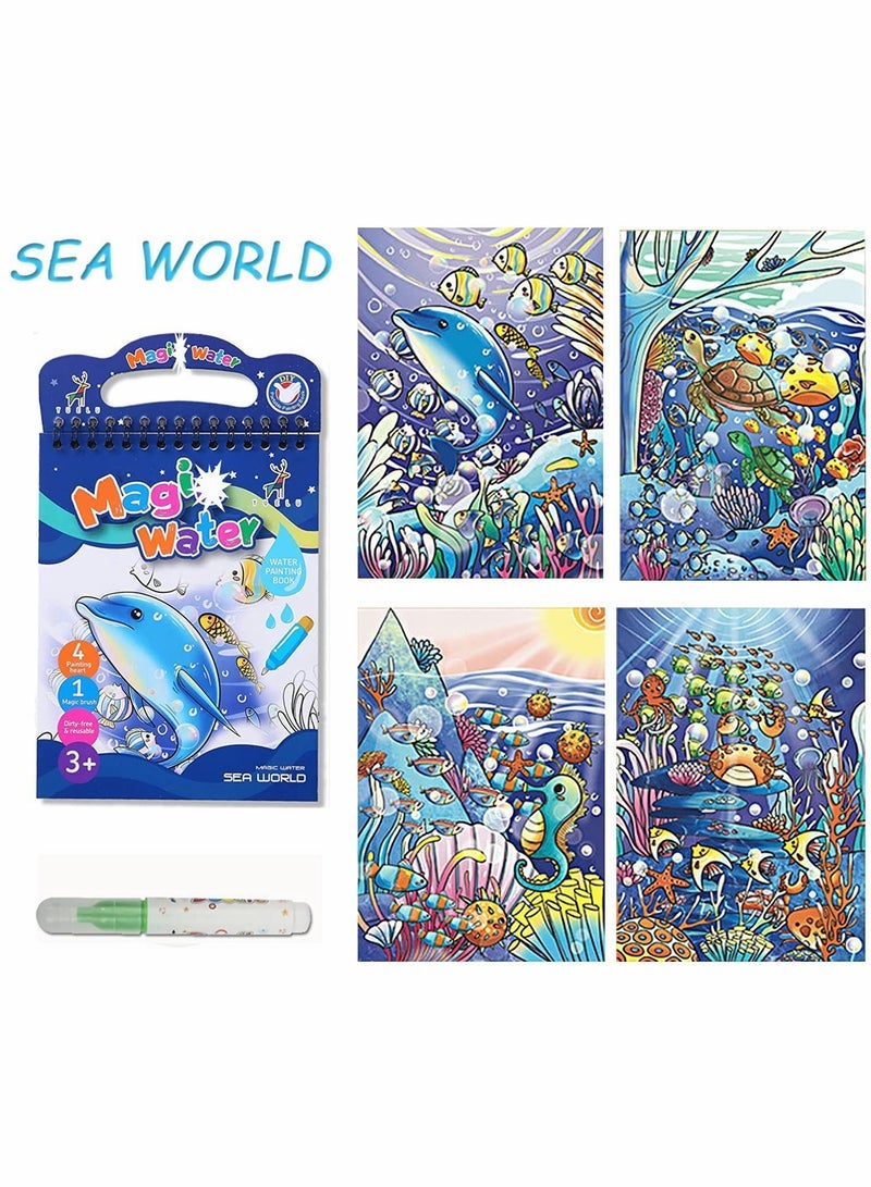 Pack Water Coloring Books for Toddler Reusable Magic Paint with Water Coloring for Kids Educational Learning Toddlers Travel Toys with Pens Best Birthday Gifts for Kids