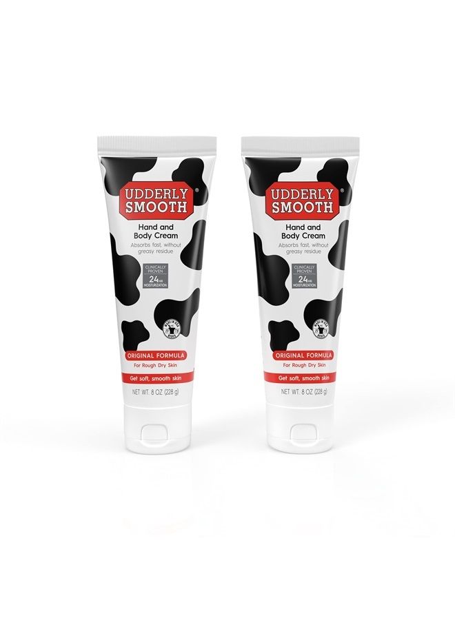 Udderly Smooth Non-Greasy Original Body Cream Formula, 8oz Tube, Pack of 2