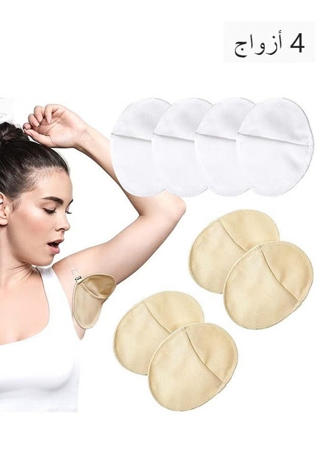 4 Pairs Underarm Sweat Pads Reusable Sweat Absorbing Guards Washable Armpit Sweat Pads with Shoulder Strap Under Arm Sweat Protectors Women Breathable Absorbent Sweat Pads Guards for Women and Men